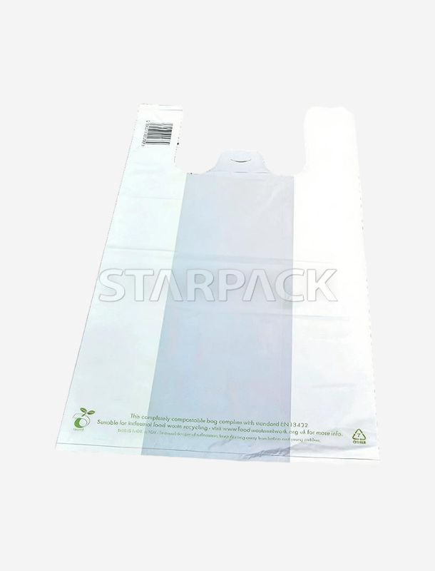100% 堆肥化可能で生分解性のハンドル付き T シャツ バッグ