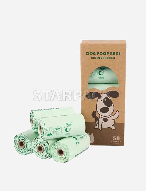 100% 堆肥化可能で生分解性のペット用うんち袋